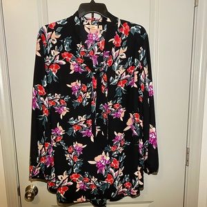 Evri 4x plus size long sleeve floral blouse